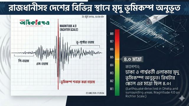রাজধানীসহ দেশের বিভিন্ন স্থানে মৃদু ভূমিকম্প, উৎপত্তিস্থল নারায়ণগঞ্জের রূপগঞ্জ